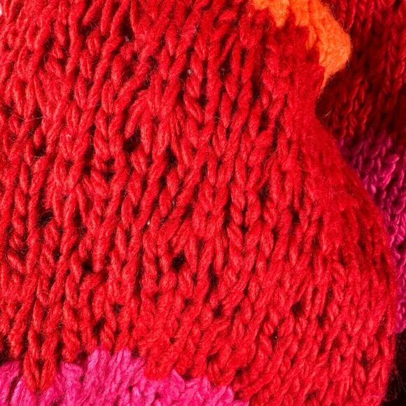 FARM RIO Striped Oversized Cardigan Multicolor Knit Puff Sleeve size XS Crochet - Picture 12 of 13